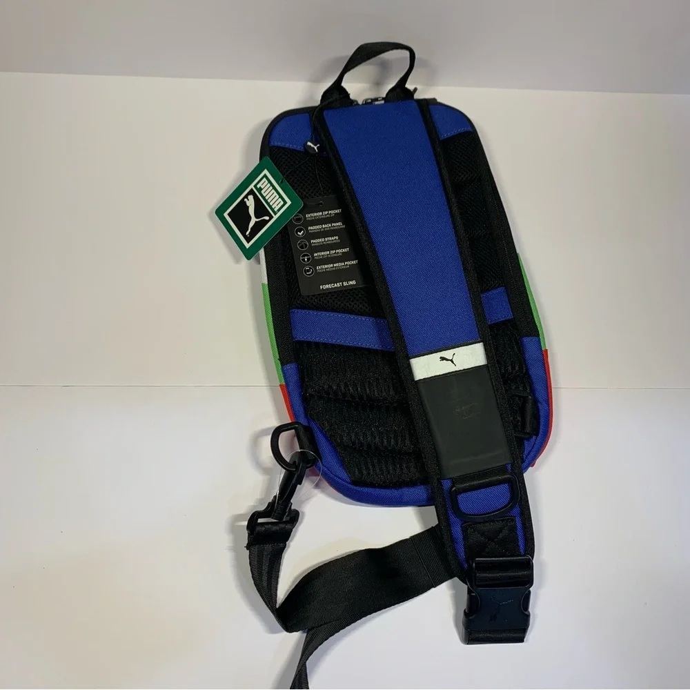 NWT Authentic PUMA Forecast Multitude Sling Backpack Blue Multi Shoulder Bag